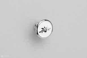 Pandora мебельная ручка-кнопка малая никель глянцевый с белой эмалью