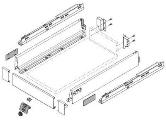 TANDEMBOX intivo, крепление передней панели высотой М (96мм), черн., комплект