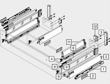 Ящик под мойку TANDEMBOX antaro (192х500) с TIP-ON BLUMOTION, под саморезы, сер., вес ящика от 10 до 30 кг