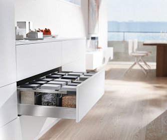 Ящик TANDEMBOX antaro с TIP-ON BLUMOTION (высота D 224, глубина 450 мм, вес ящика до 20 кг), крепление саморезы, нержавеющая сталь