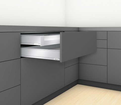 Внутренний ящик LEGRABOX pure TIP-ON BLUMOTION (высота M 90,5, глубина 500 мм, до 40 кг), под вставку, терра-черный
